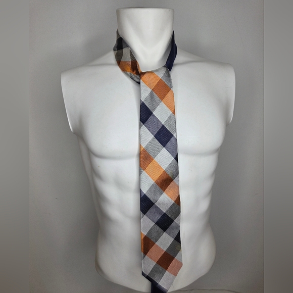 Tommy Hilfiger Other - Tommy Hilfiger Navy and Orange Plaid Tie 100%silk